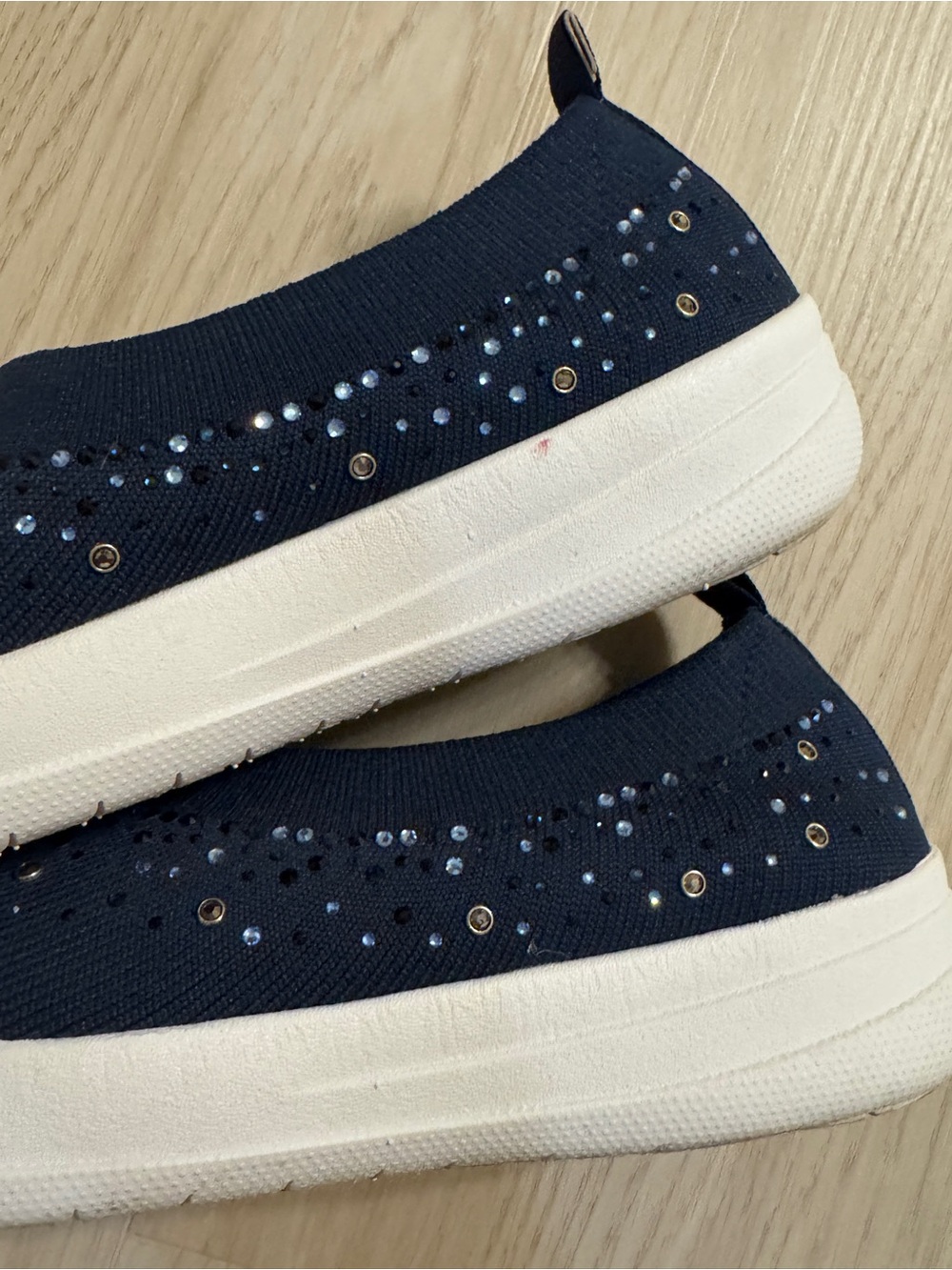 FitFlop Uberknit Ombre Crystal Slip On Ballet Flats Navy Rhinestone ballerina - Picture 4 of 9